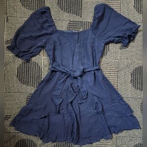 Trixxi Navy Puff Sleeve Mini Dress